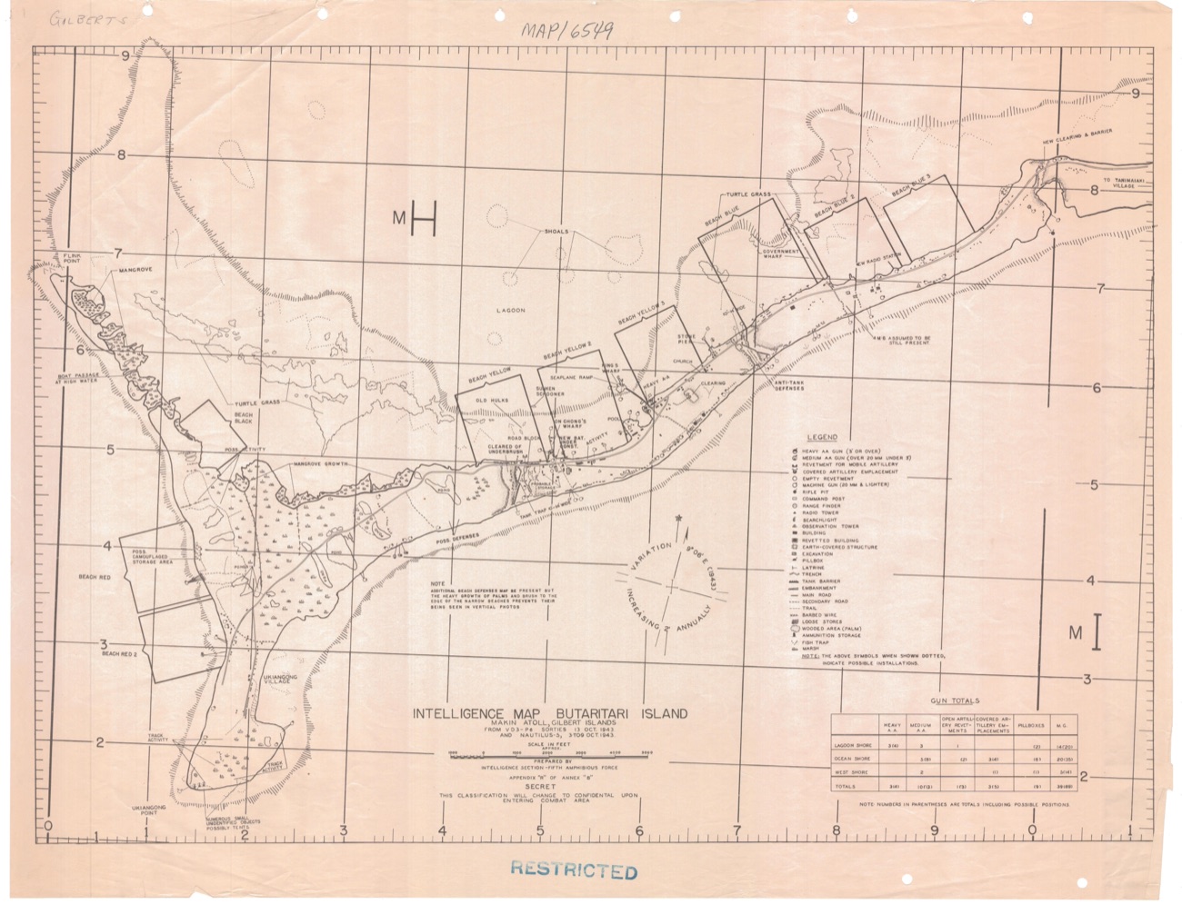 米軍のSECRET印の情報地図（1943年）