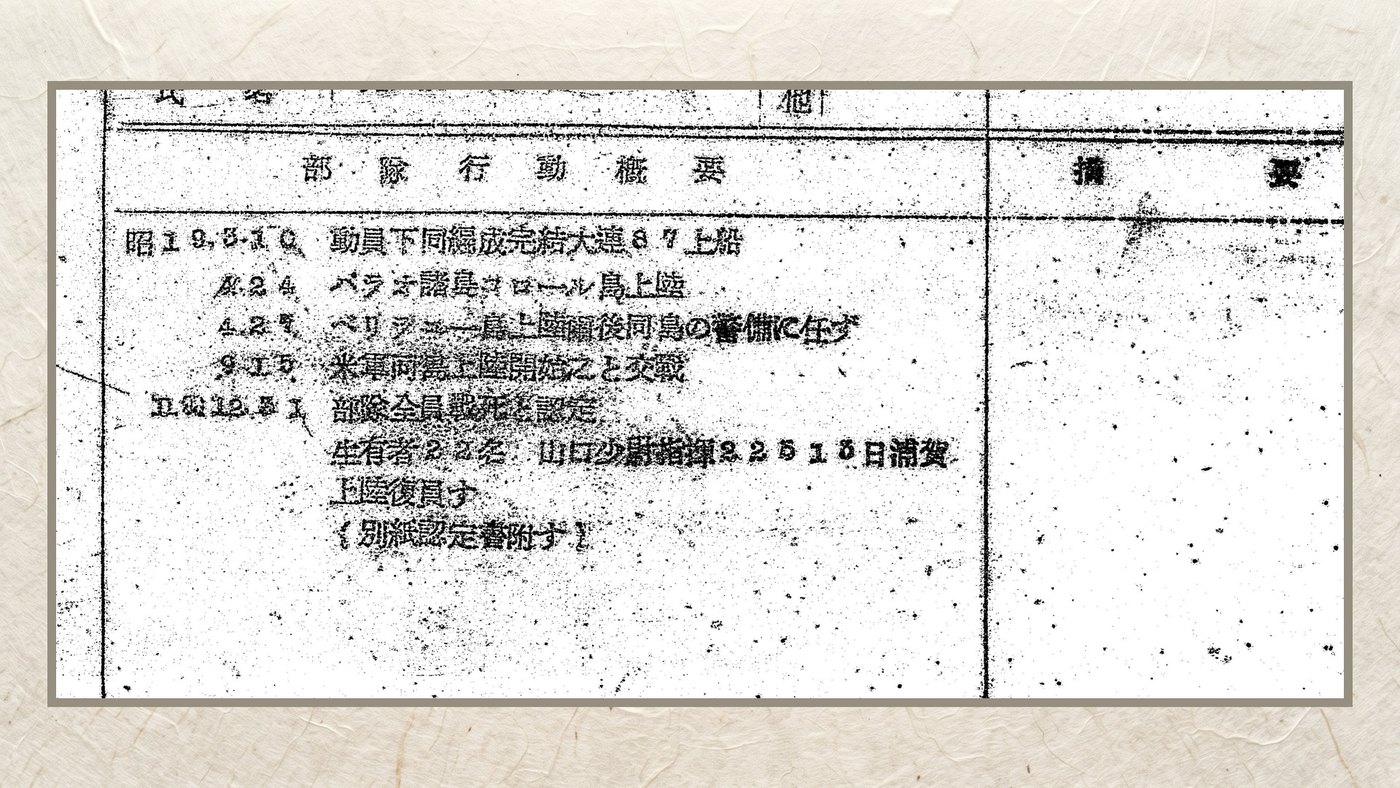 部隊行動概見表の行動概要欄