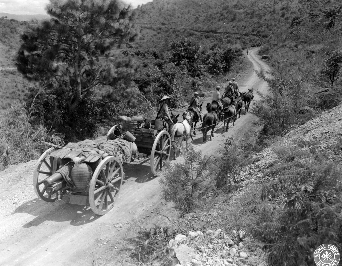 ラバで重砲を山越えさせる（1944年9月）