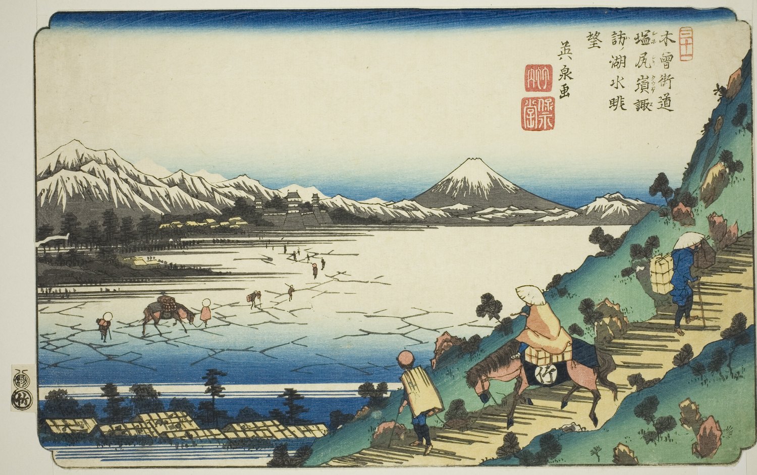 木曽海道「塩尻峠 諏訪ノ湖水眺望」